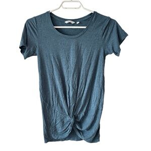Reitmans Teal Twist-Front Short Sleeve T-Shirt Top -Size XXS stretchy
